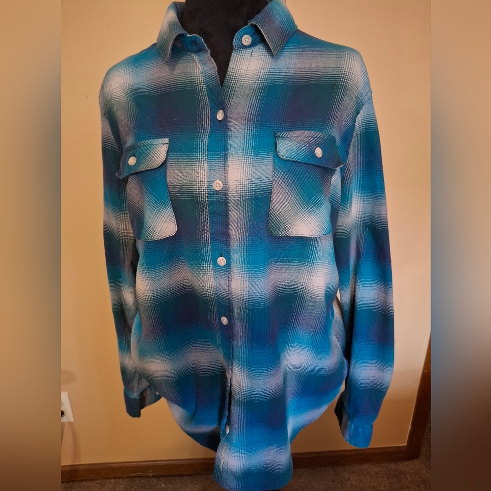 Eddie Bauer Woman Western Plaid Button Up